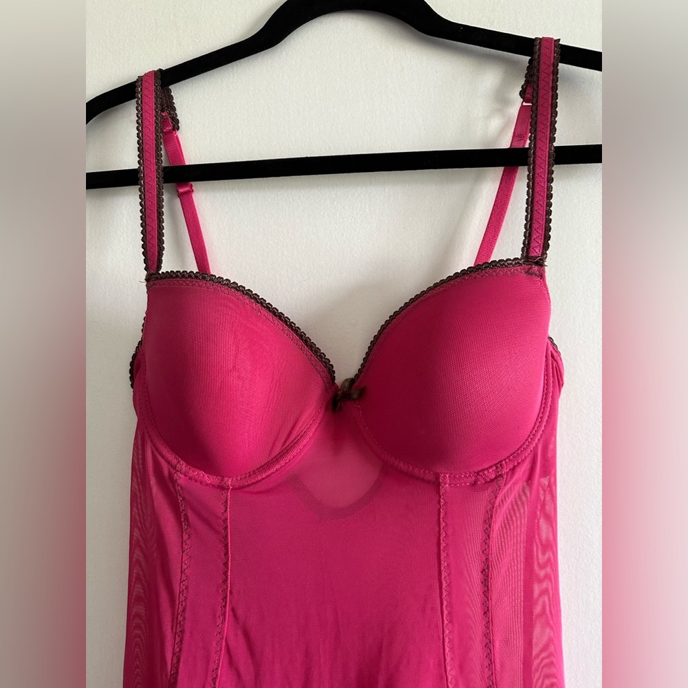 Rampage Intimates Pink Y2K Bustier Lingerie Sheer Lace Top Size Medium EUC - Picture 3 of 7